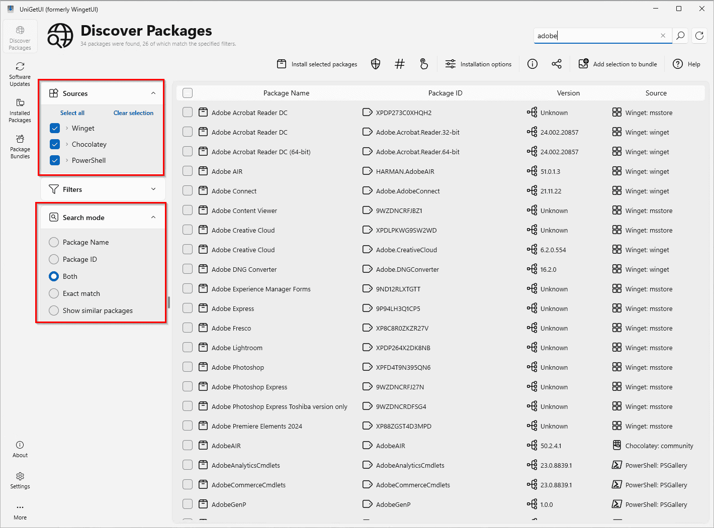 Discover packages from different sources